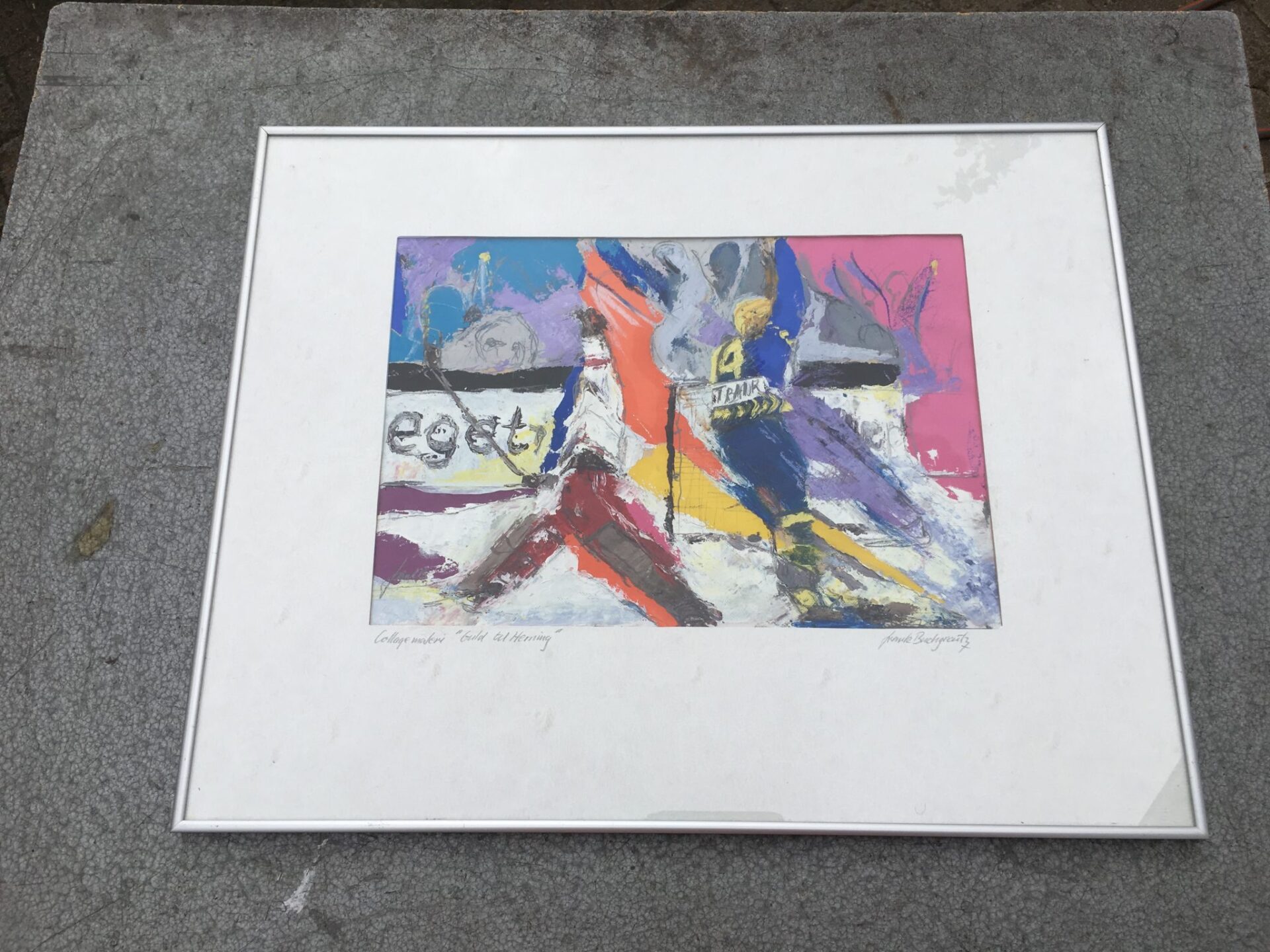 Frank Buchgraitz, collage maleri, 500 kr