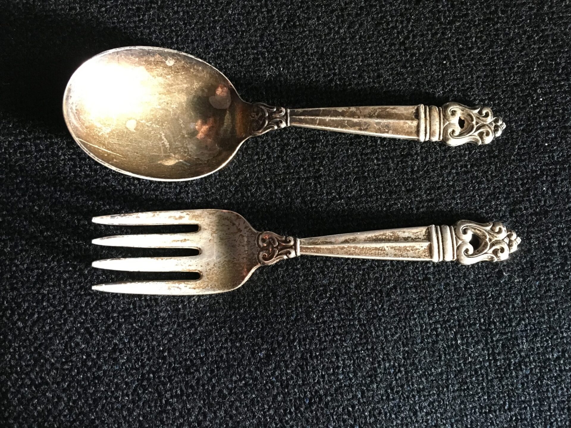 Børnebestik, sterling sølv ialt 600 kr