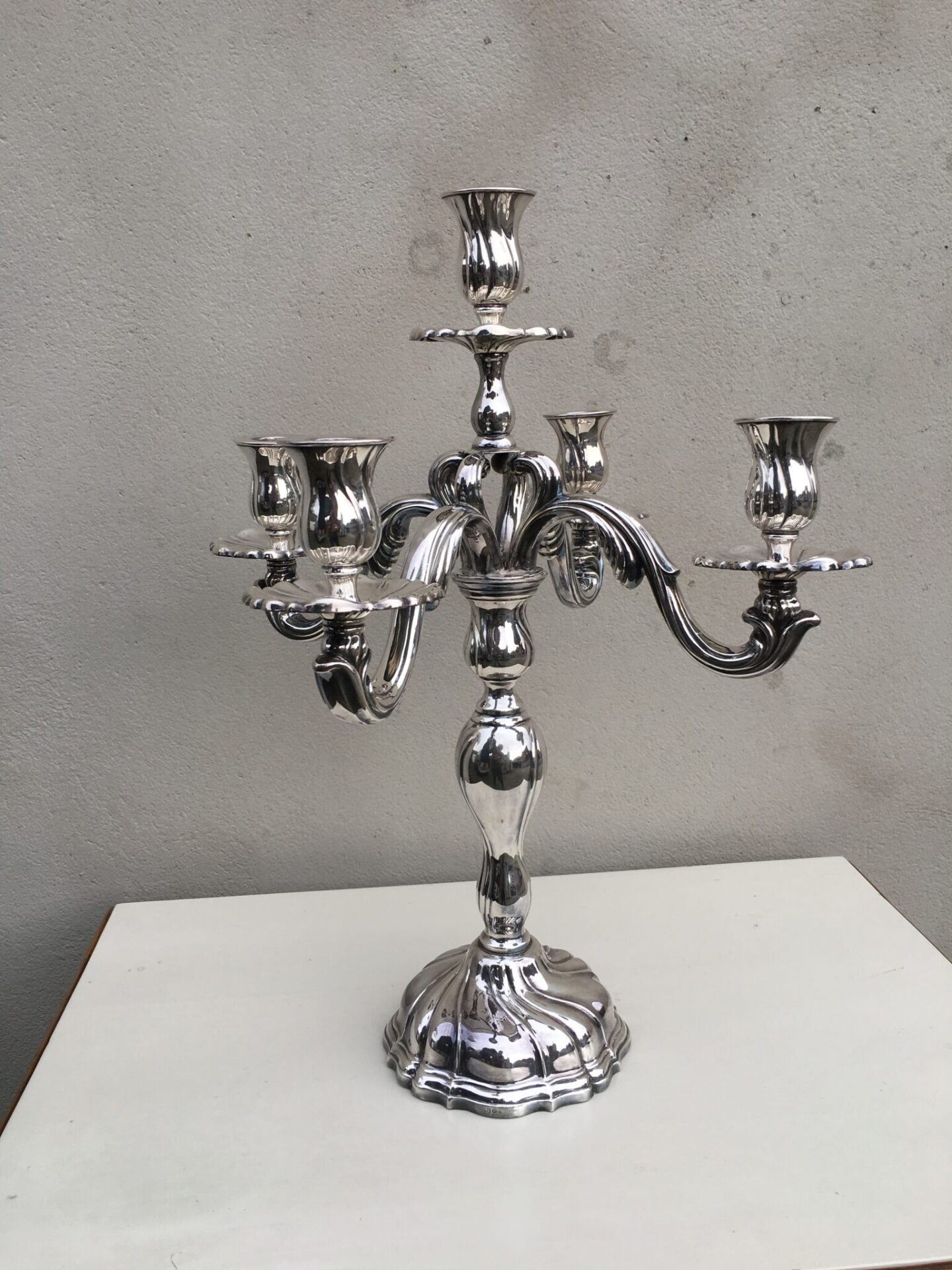 5-armet kandelaber sølvplet, 1500 kr