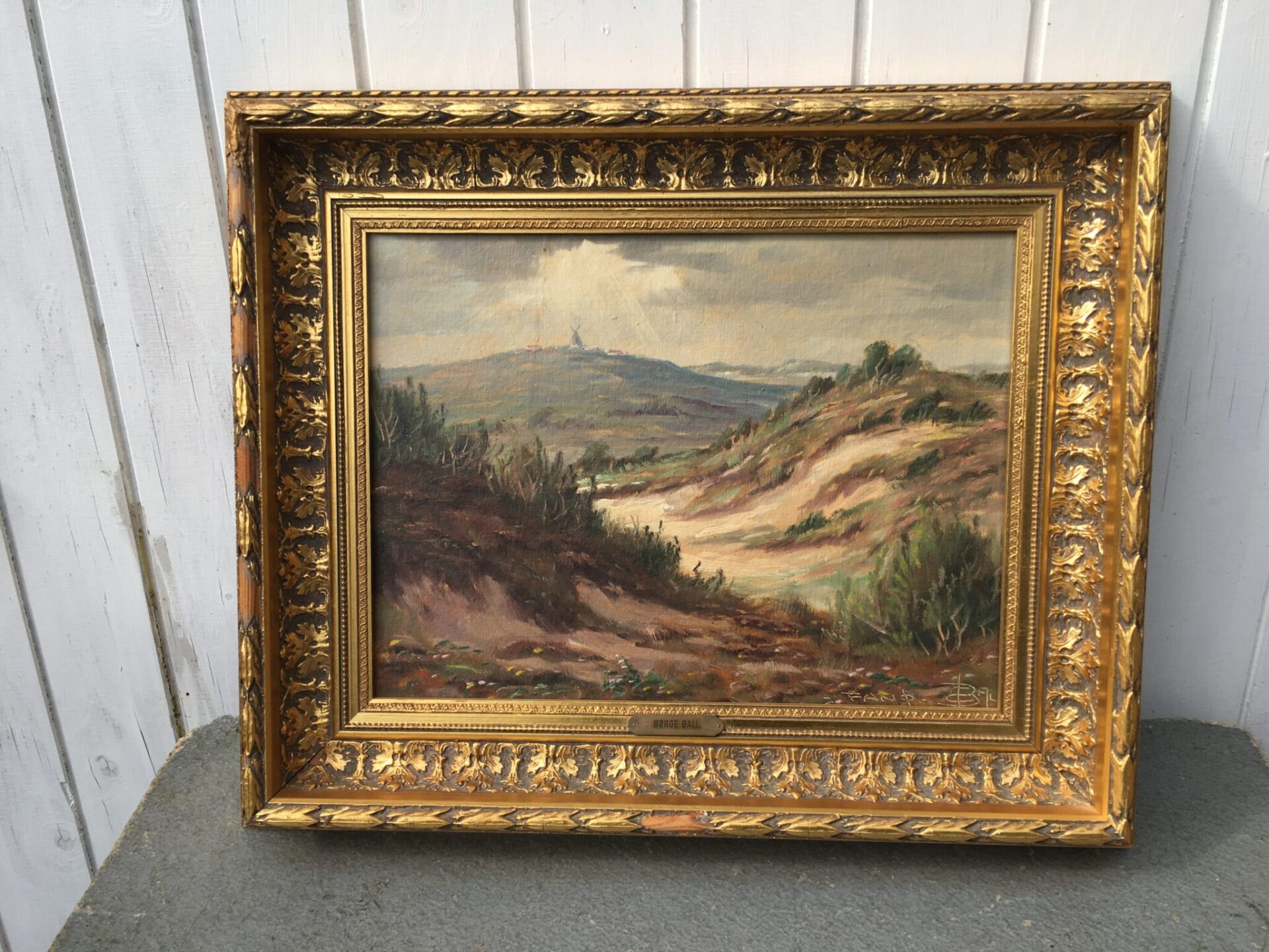 Børge Ball, maleri, motiv fra Fanø pris 400 kr. Rammemål 55 x47 cm