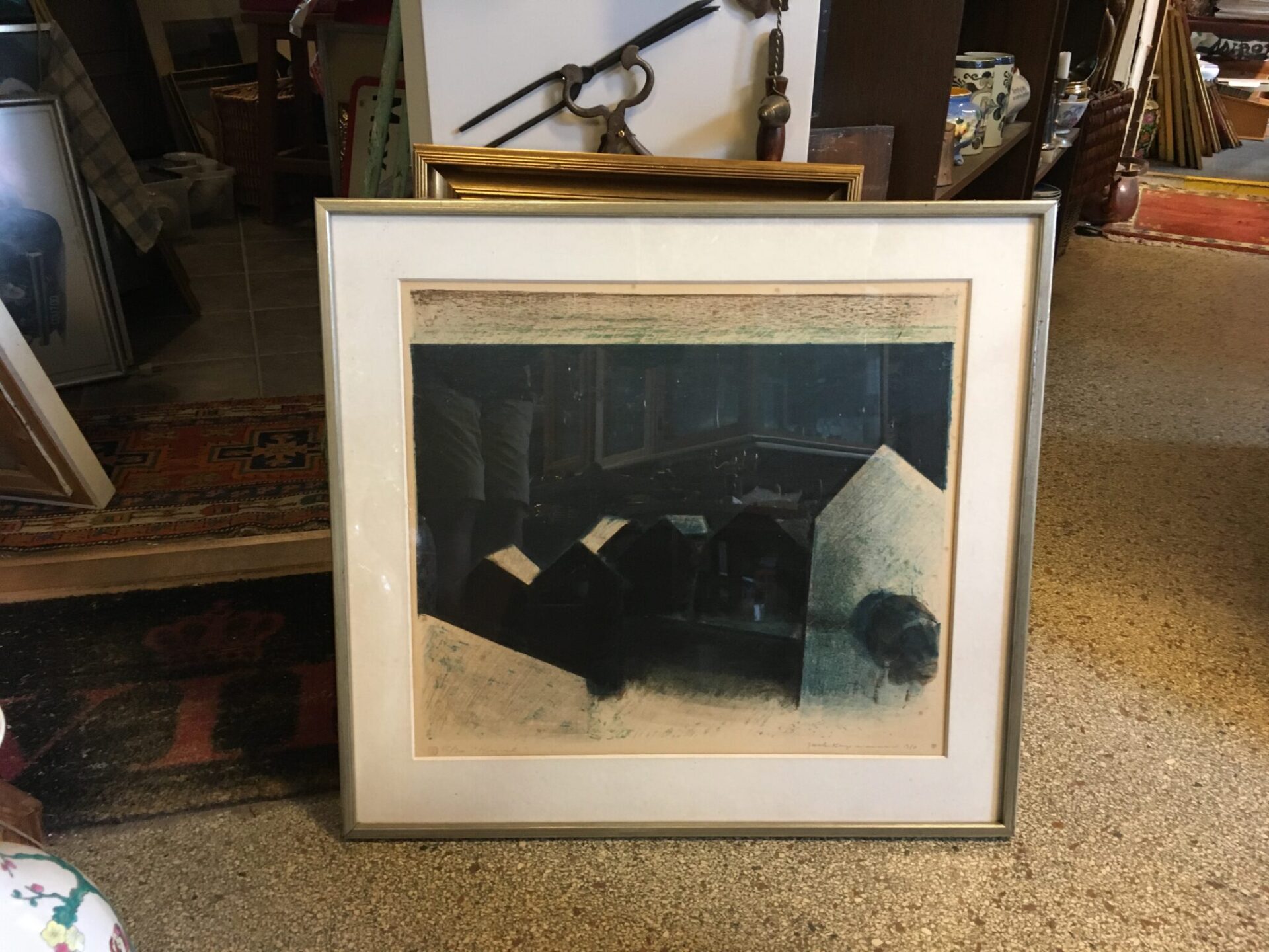 Jack Kampmann, litografi nr115/300, Færøerne, Kvivik, signeret i 1980, pris 600 kr