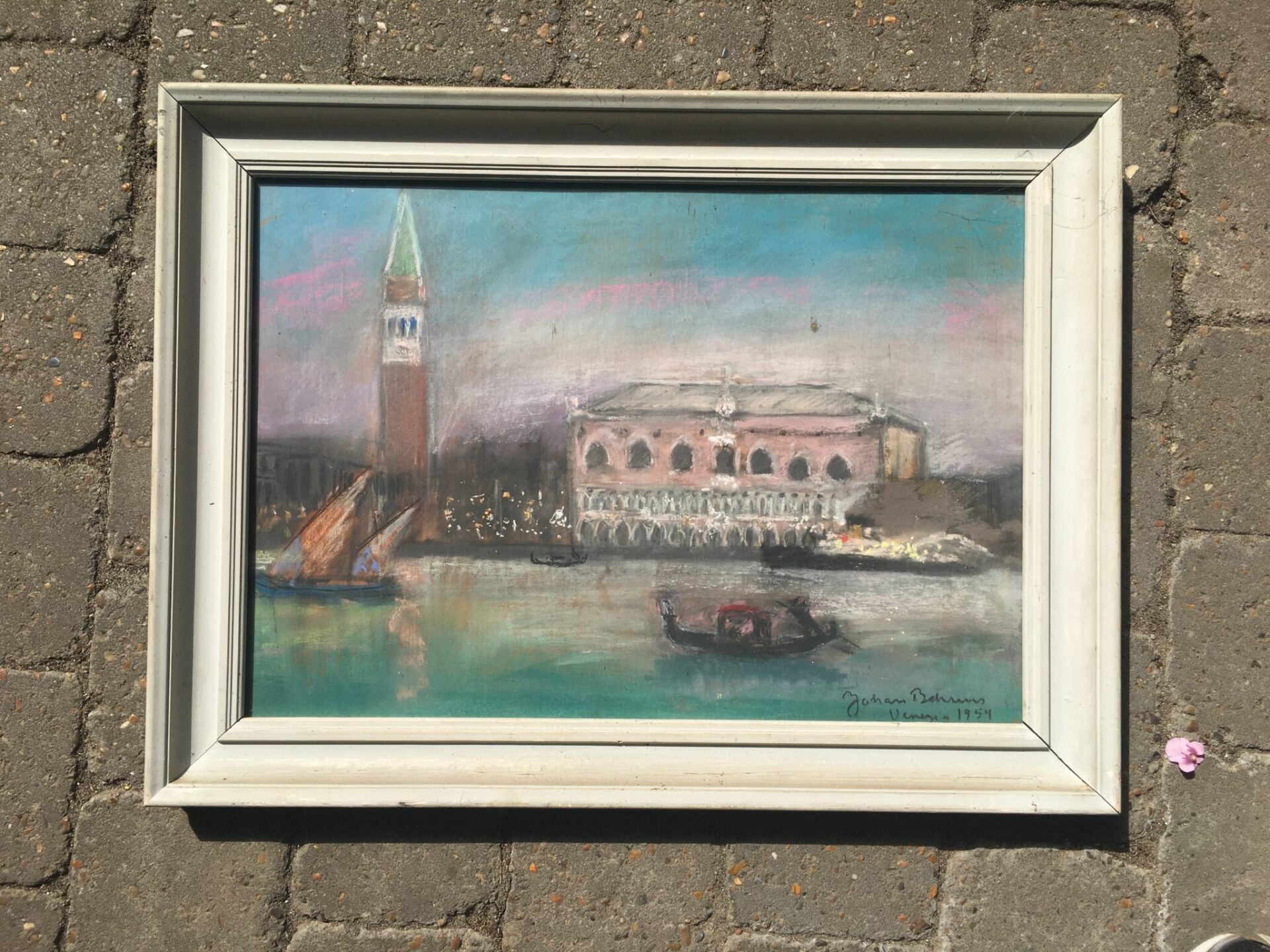 Johan Behrens, Venedig 1954, pastel/kridt,(45 x 60 cm). pris 500 kr