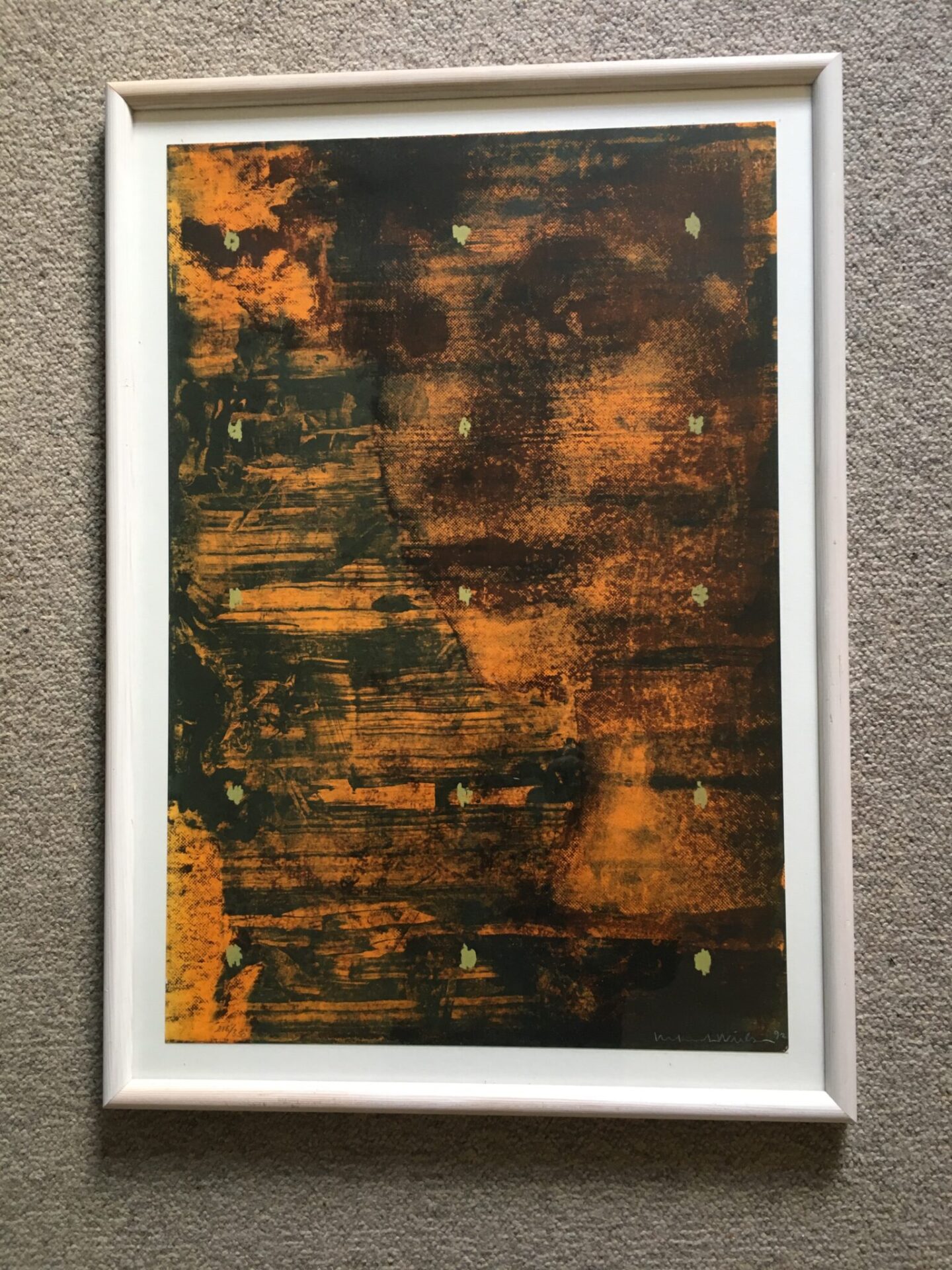 Kenneth Nielsen, Litografi nr. 216/350, signetert i 92, rammemål 72x50 cm, pris 300 kr