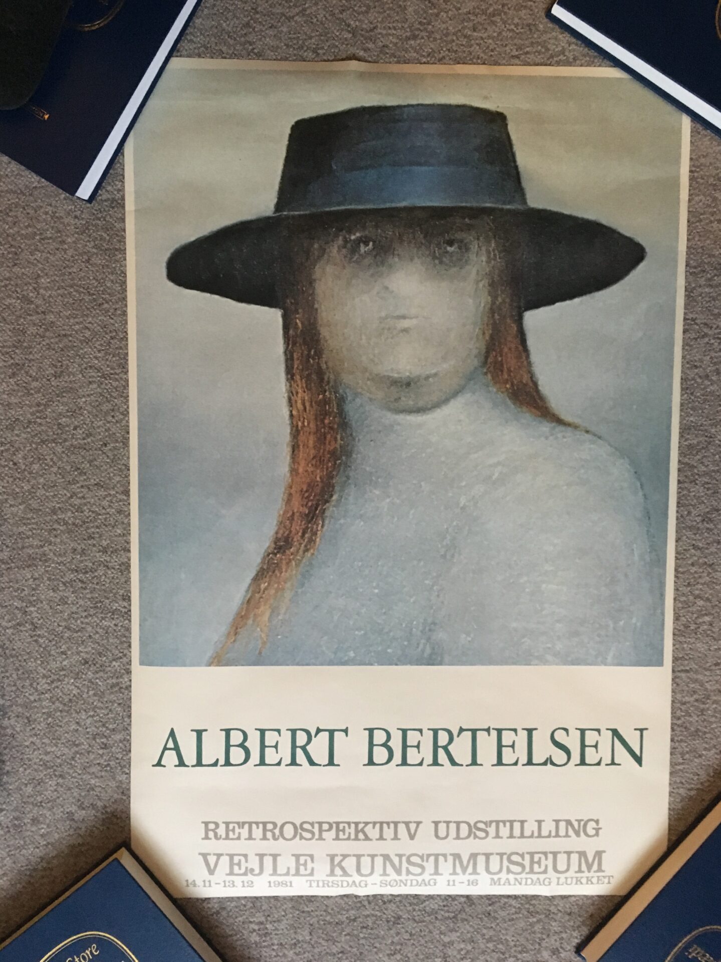 Albert Bertelsen retrospektiv udstilling 1981, uindrammet rullet plakat, 60x90 cm, pris 300 kr