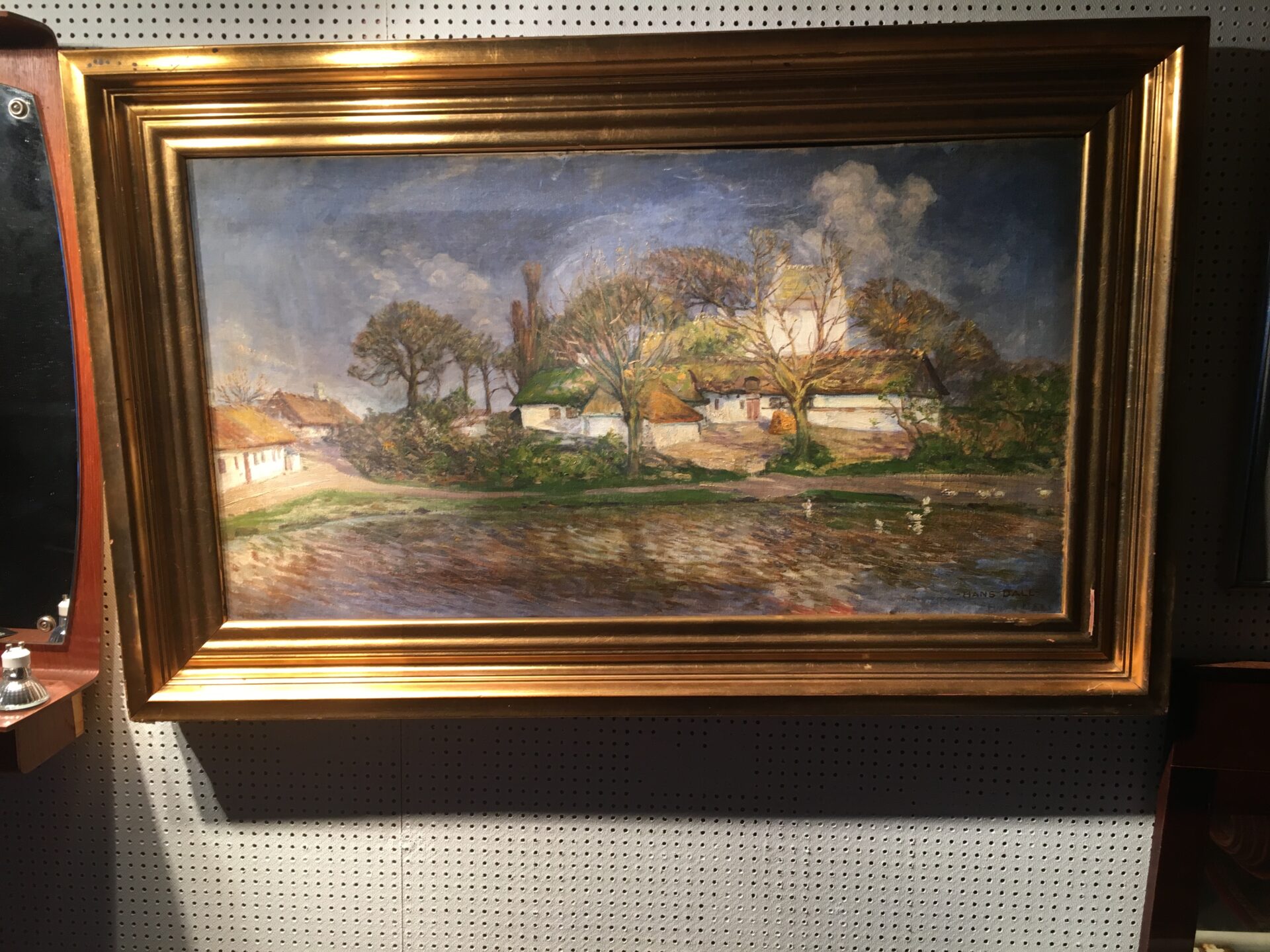 Maleri sign. Hans Dall, rammemål: 96x69 cm, pris 400 kr