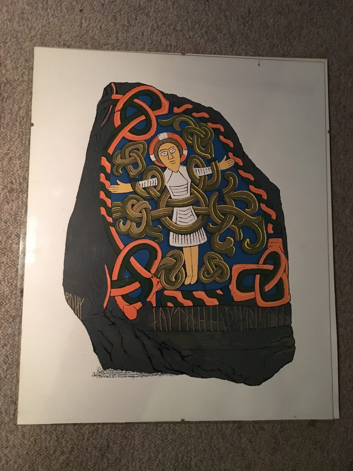 Jelling stenen, kunsttryk, 60x50 cm, pris 200 kr