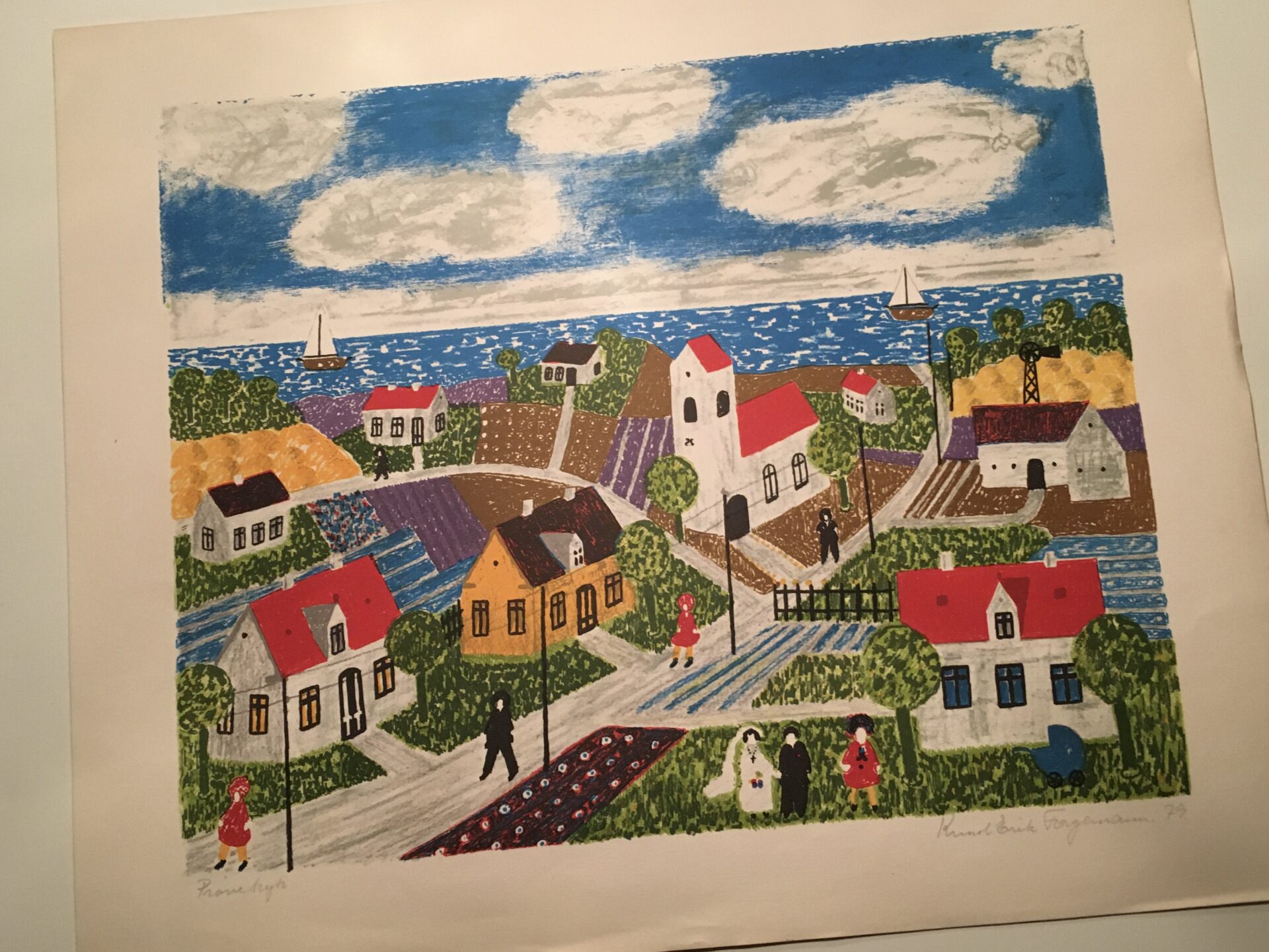 Knud Erik Færgemann, litografi (prøvetryk) signeret i 79, uindrammet, 67x55 cm, pris 800 kr