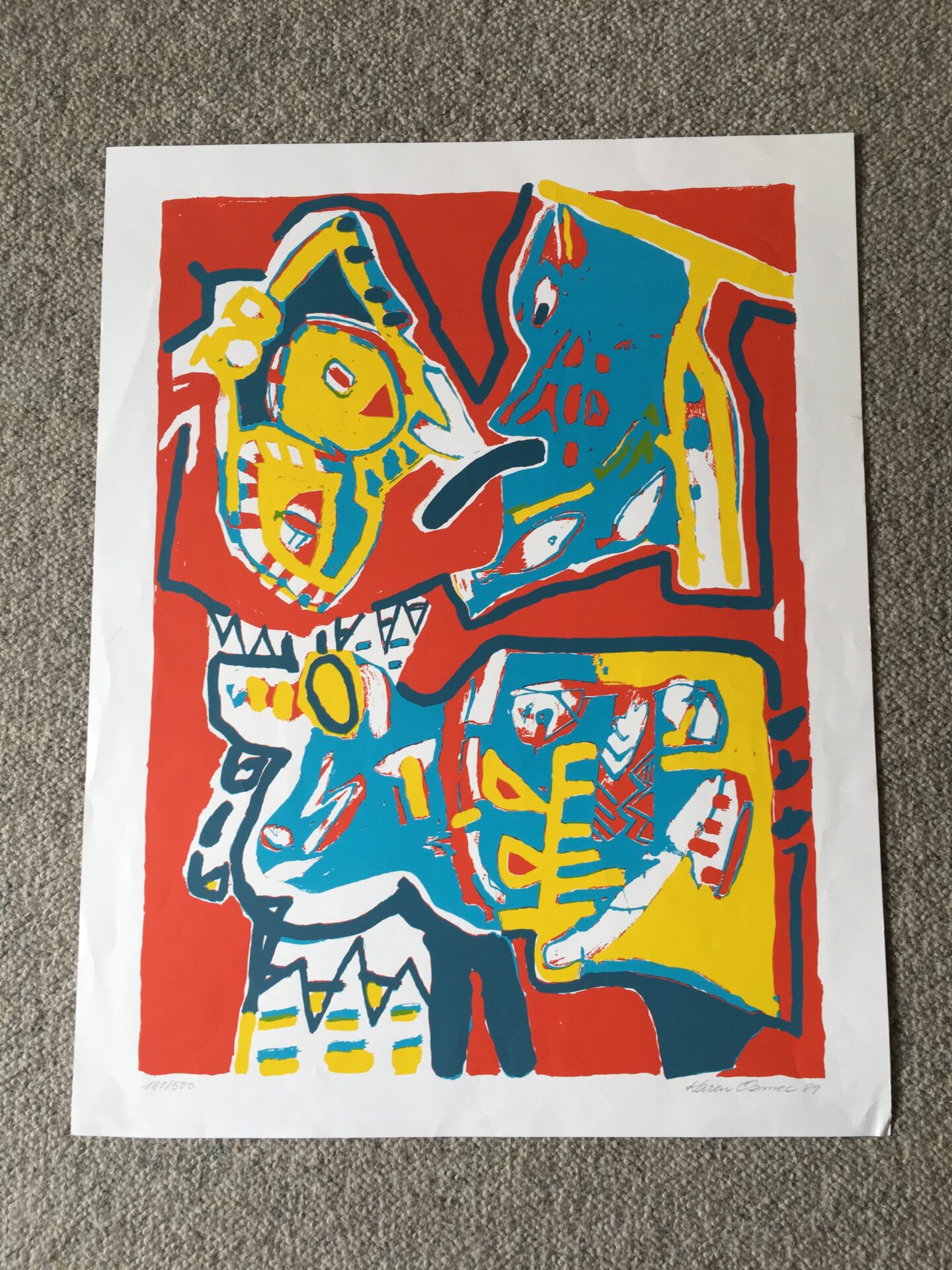 Karen Ozmec, litografi nr.181/500, signeret i 89, uindrammet, 58x44 cm, pris 300 kr