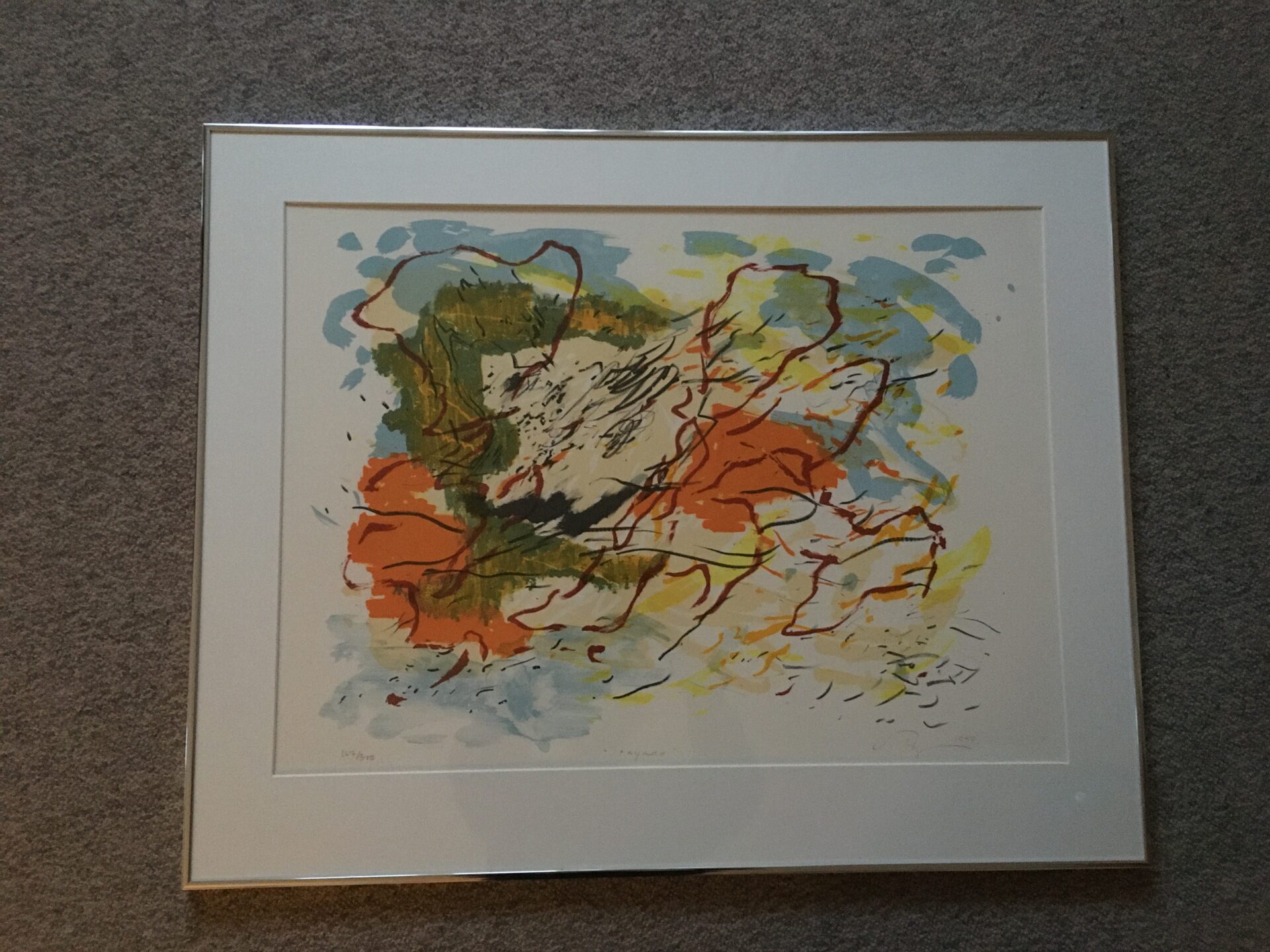 Vibeke Tøjner, 97, litografi nr 167/300, rammemål 68x85 cm. Pris 300 kr
