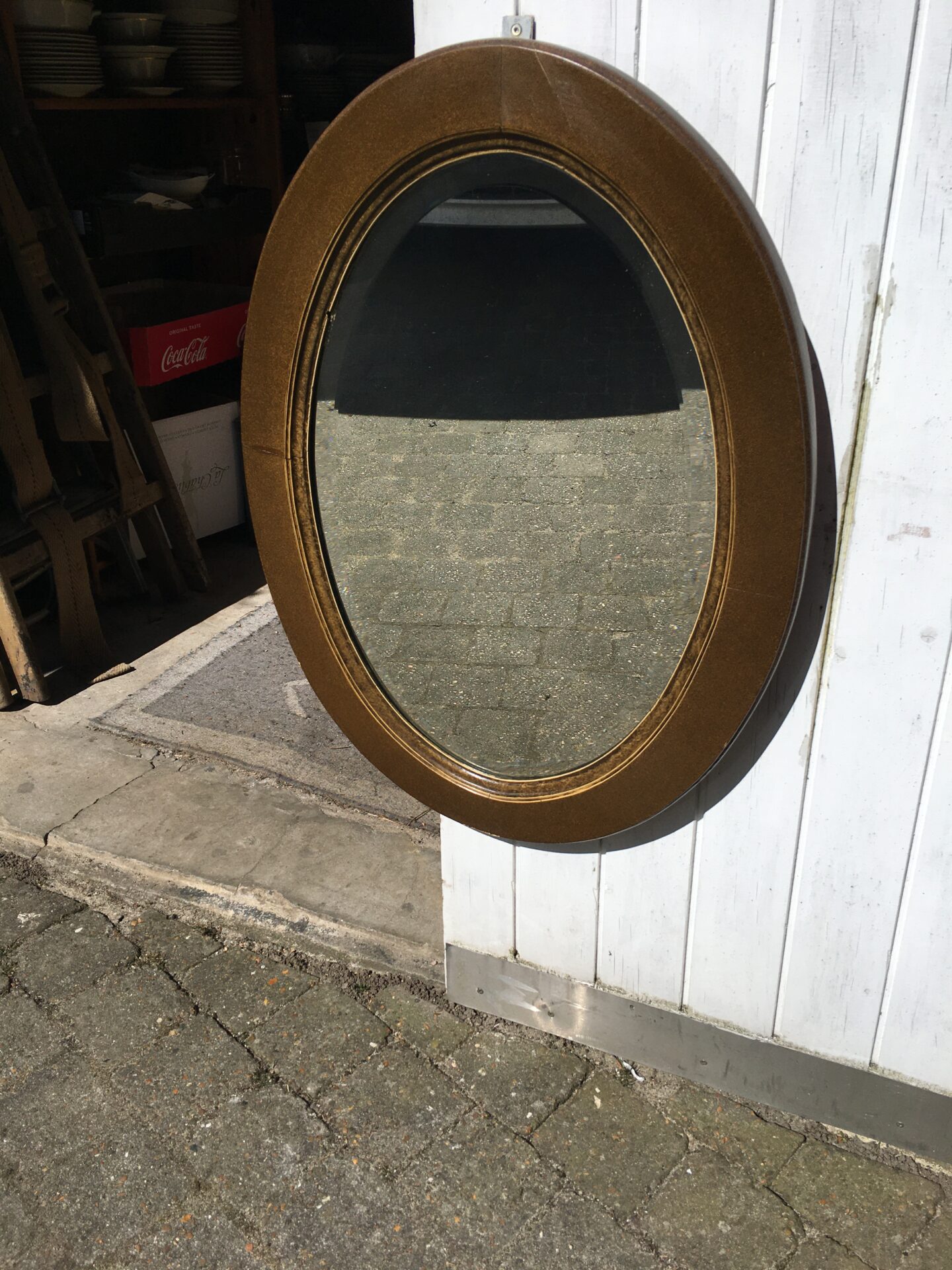 Antikt spejl, h=76 cm, pris 200 kr