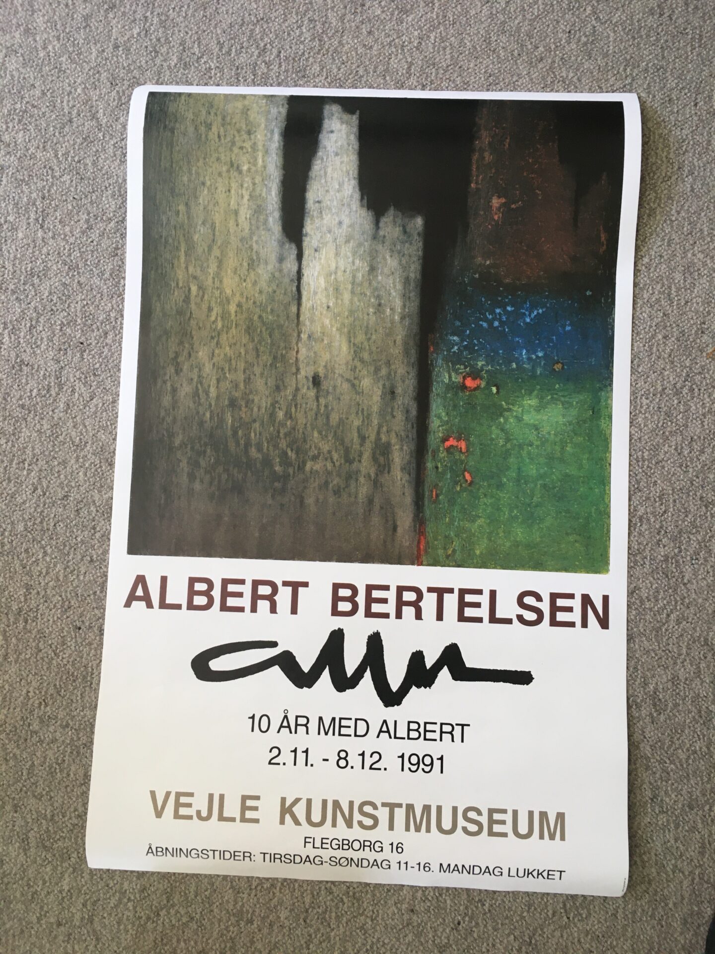 Albert Bertelsen, udstillingsplakat fra 1991, uindrammet, 53x83 cm, pris 200kr
