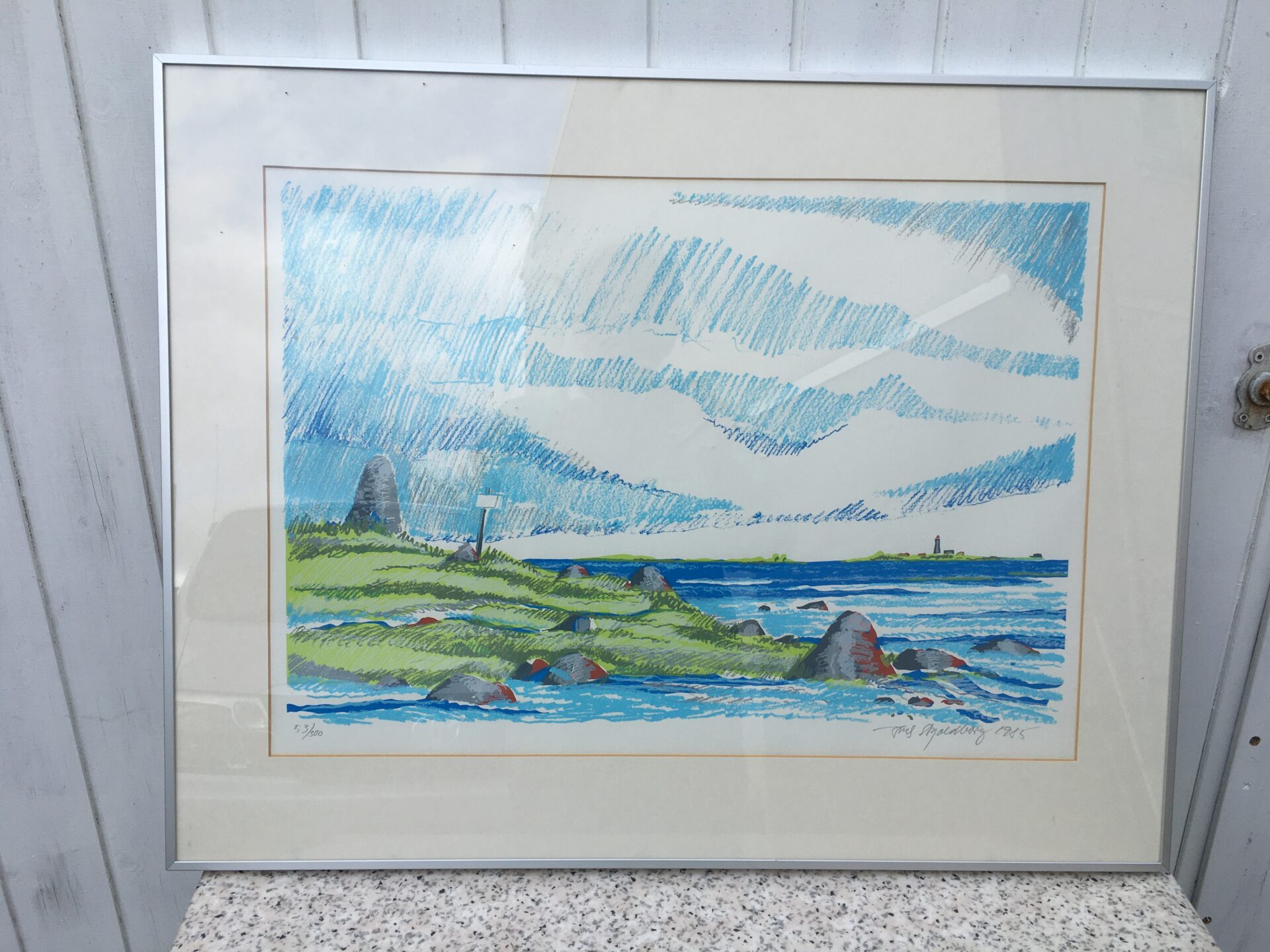 Erik Skjoldborg, litografi nr. 53/300, signeret i 85, rammemål 57x73 cm, pris 400 kr