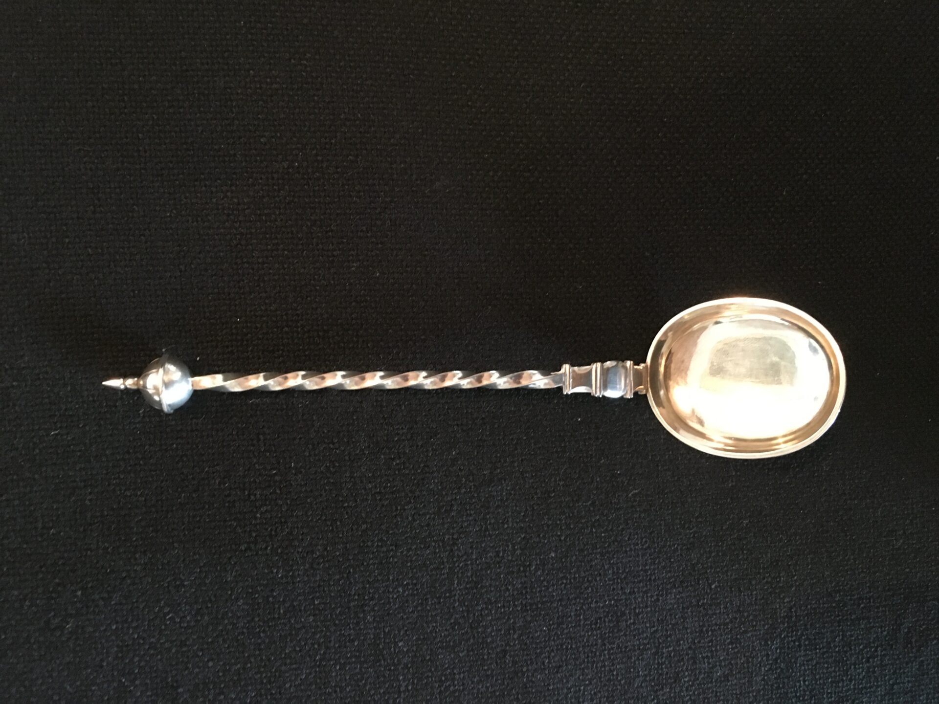 antik sølvske (marmelade/kaviar/opøser ?), l=19 cm, mrk