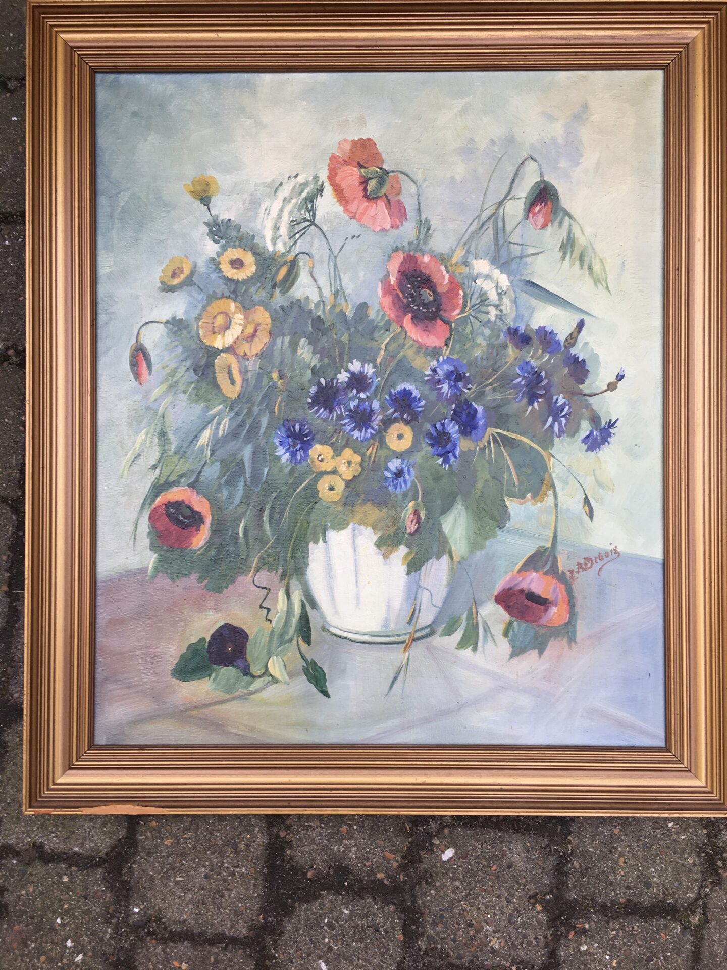 Ingeborg Debois, Oliemaleri, rammemål 65x75 cm, pris 500kr