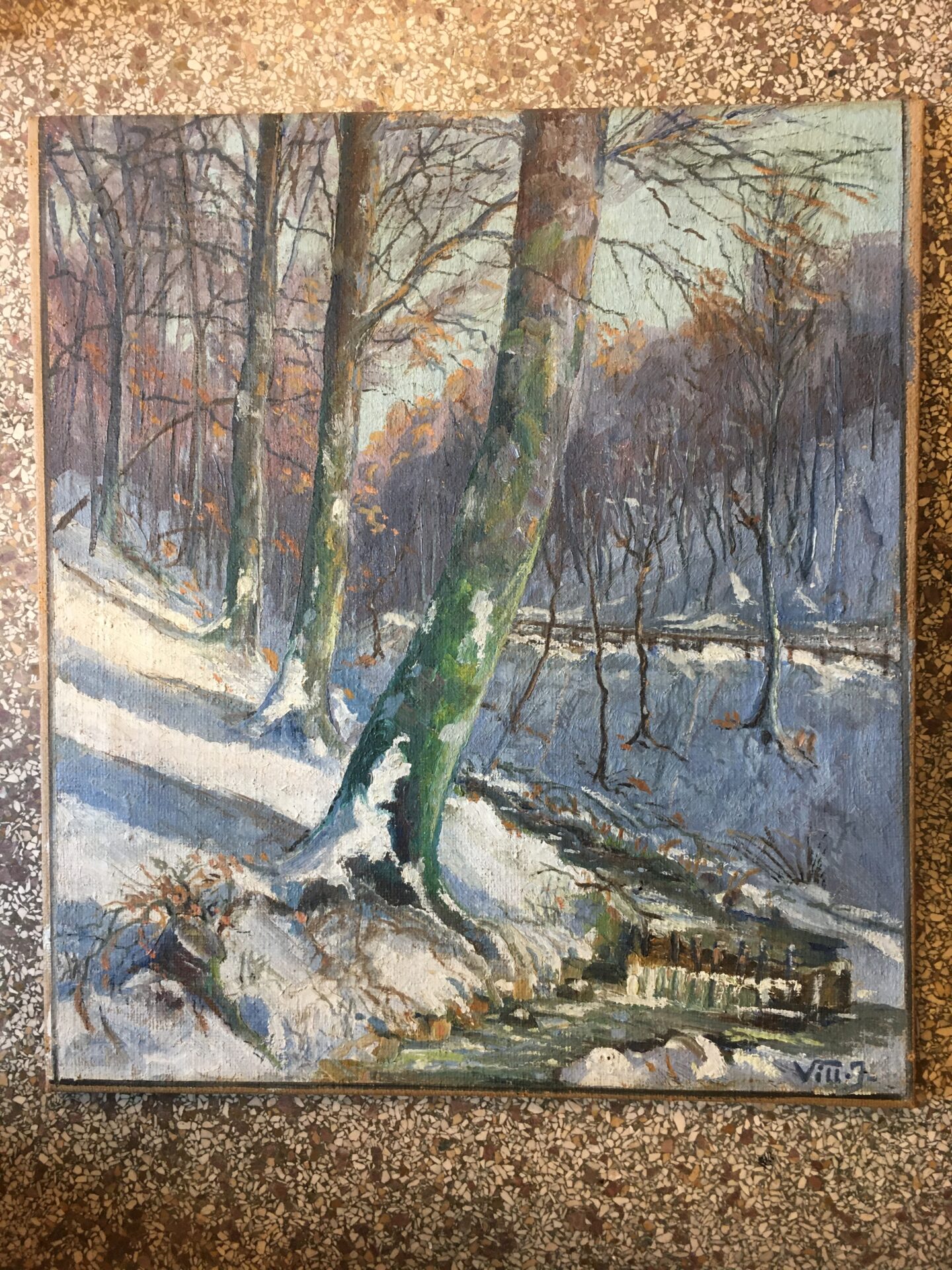 Maleri,signeret i 1937, Polakker-skoven ved Bredballe, Vejle