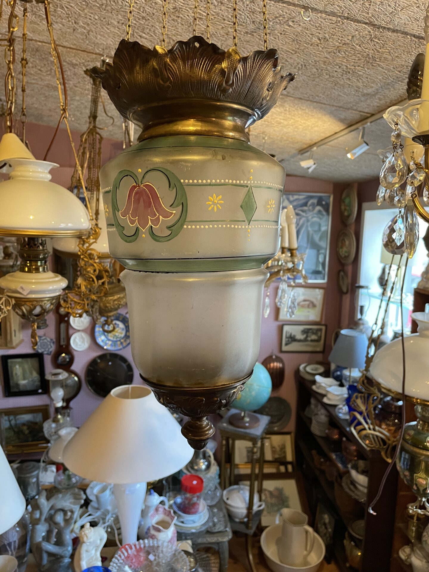 Antik ampel, jugendstil, pris 800kr