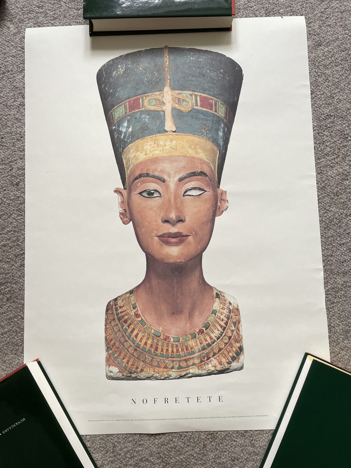 Tysk kunsttryk, 50x70 cm, rullet, Dronning Nofretete, pris 200kr
