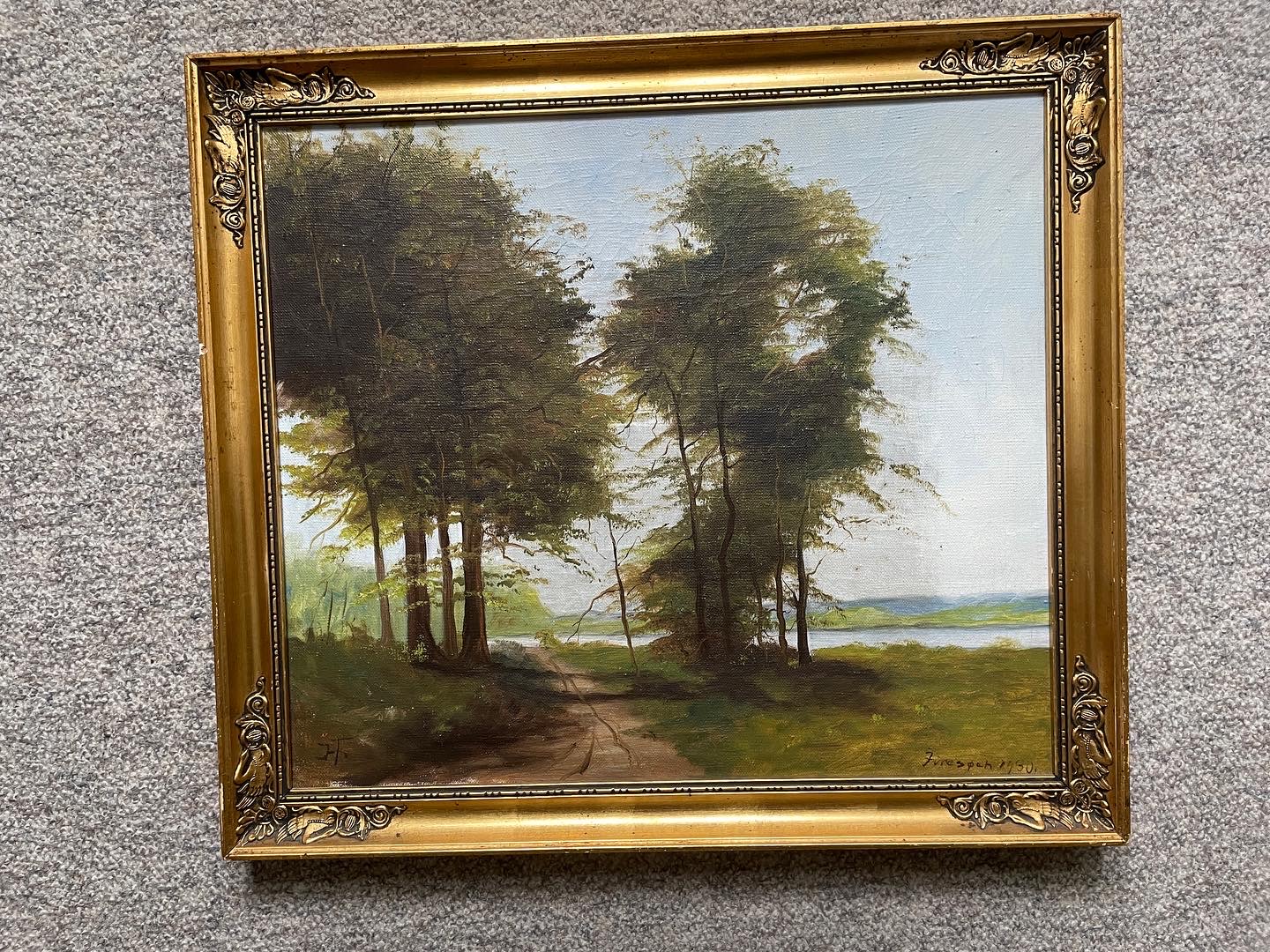 Lille fint maleri af Furesøen,1930, rammemål 50x42 cm, utydeligt signeret,pris 500kr