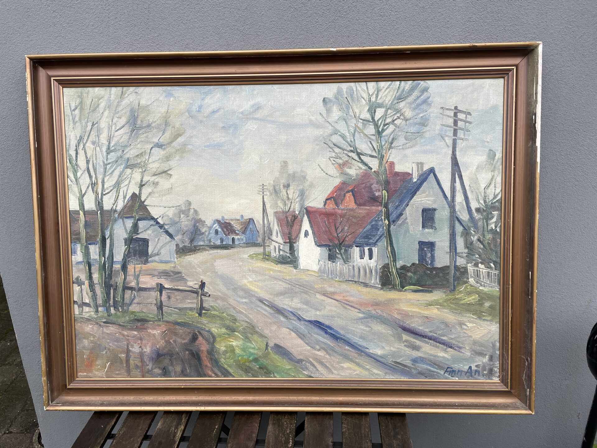 maleri sign Finn A. ( rammemål 80x107 cm), pris 300kr