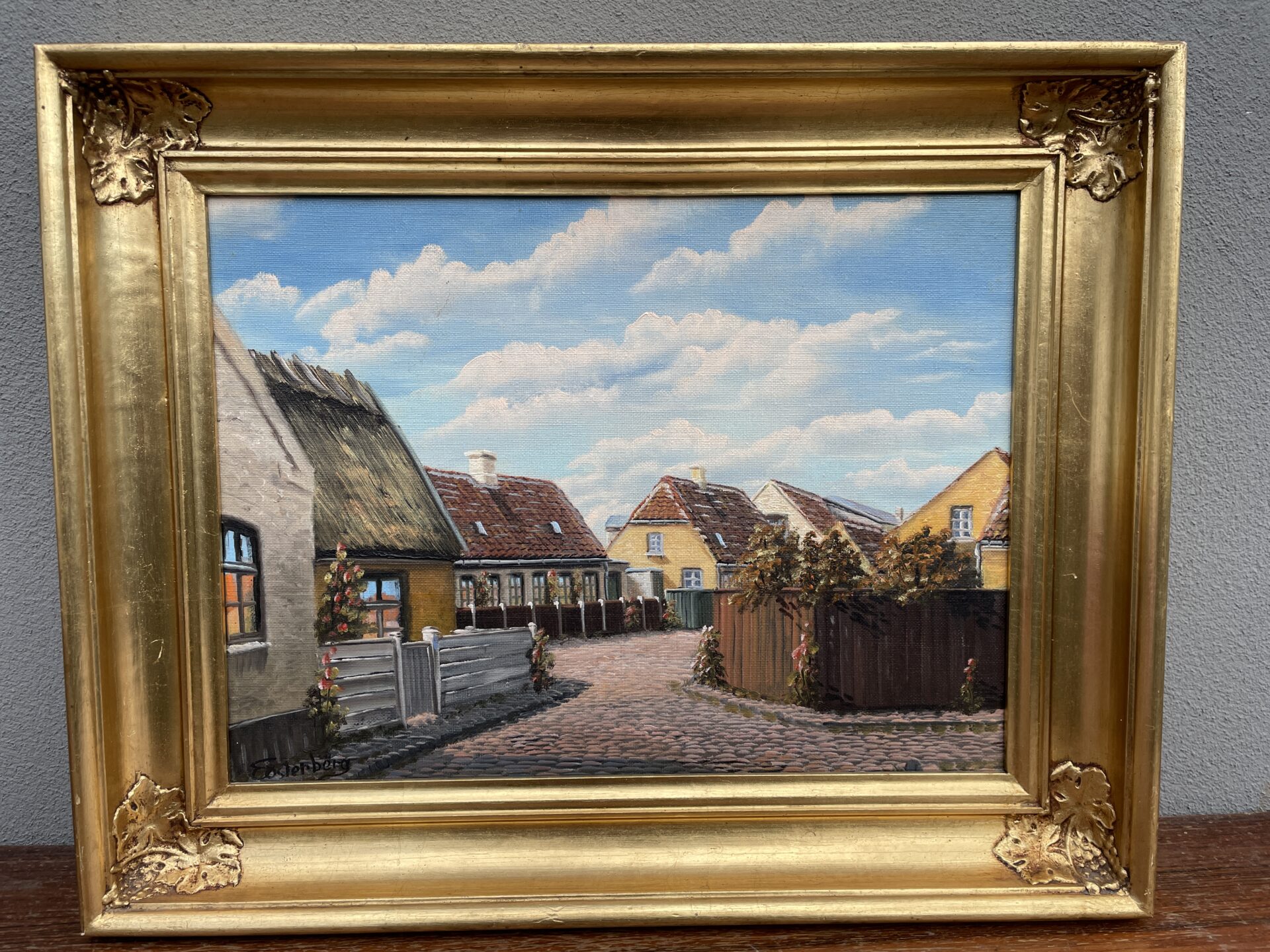 Dragør, Strandgade, maleri sign E.Østerberg, rammemål 50x40 cm. pris 600kr