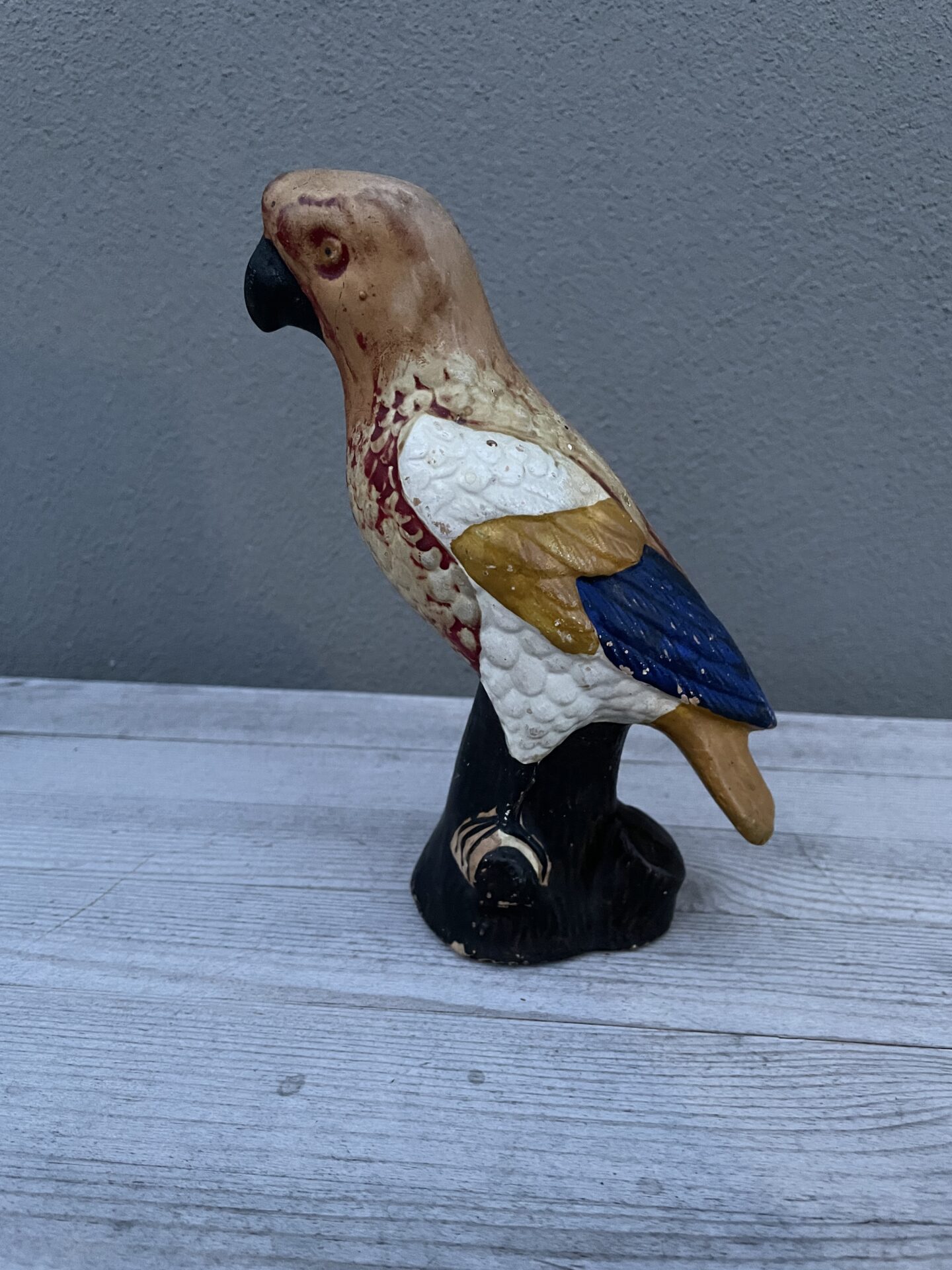 Gammel lertøj, sparebøsse i form af papegøje, h= 18 cm, pris 800 kr