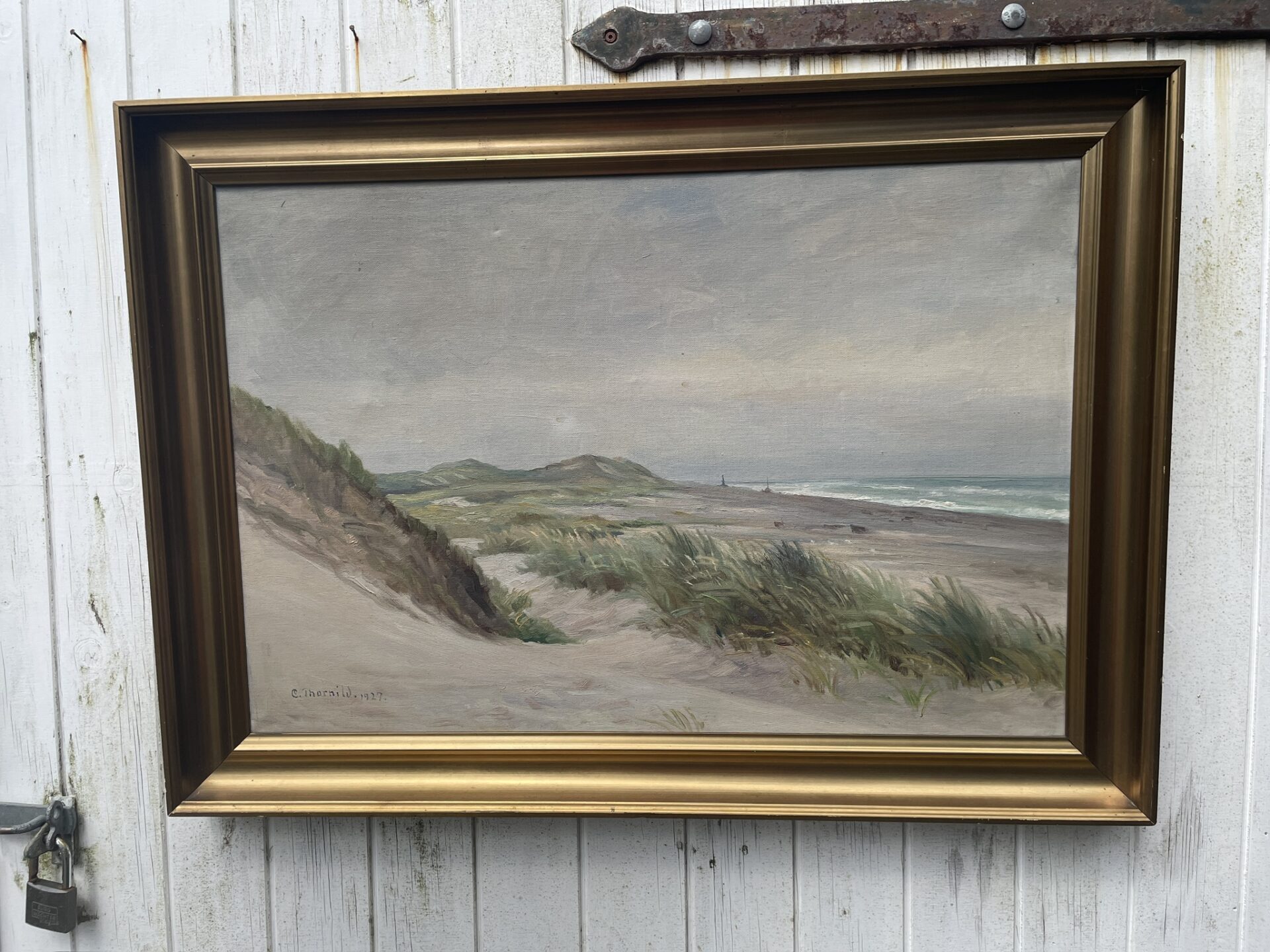 Klitter ved Vesterhavet, signeret C. Thornild 1927, pris 500kr